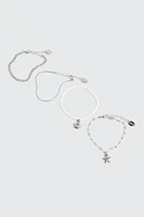 Ardene 4-Pack Assorted Sea Bracelets in Silver