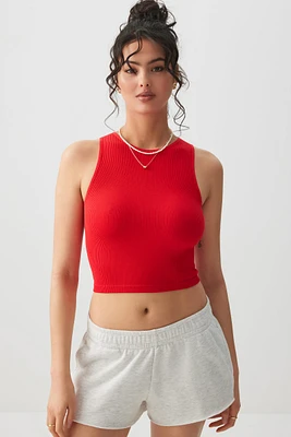 Ardene Basic High Neck Seamless Crop Tank Top in | Size | Nylon/Elastane