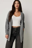 Ardene Long Cable Knit Open Cardigan in Grey | Size | Polyester/Nylon/Spandex