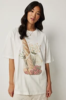 Ardene Oversized Graphic T-Shirt in White | Size | 100% Cotton