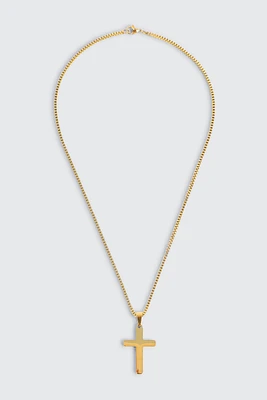 Ardene Man Stainless Steel Cross Pendant Chain Necklace For Men in Gold