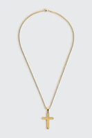 Ardene Man Stainless Steel Cross Pendant Chain Necklace For Men in Gold