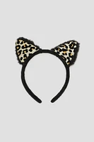 Ardene Leopard Ears Headband in Black