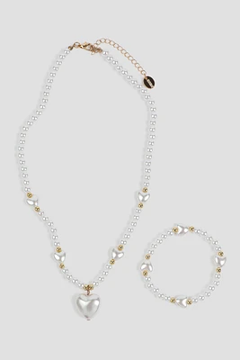 Ardene Kids Pearl Heart Jewelry Set