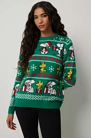 Ardene Snoopy Ugly Christmas Sweater in Green | Size | 100% Acrylic