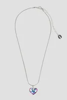 Ardene Glass Heart Necklace in Silver