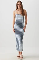 Ardene Striped Maxi Dress in Dark Blue | Size | Spandex/Cotton