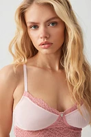 Ardene Mesh & Lace Bralette in Light Pink | Size | Nylon/Spandex