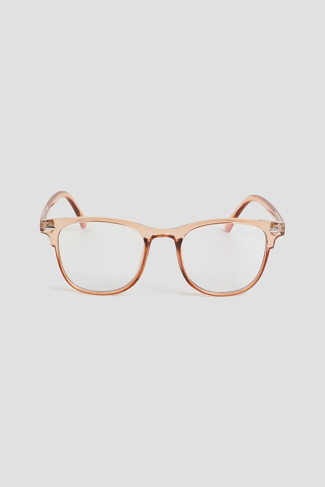 Ardene Blue Light Rectangle Glasses in Beige