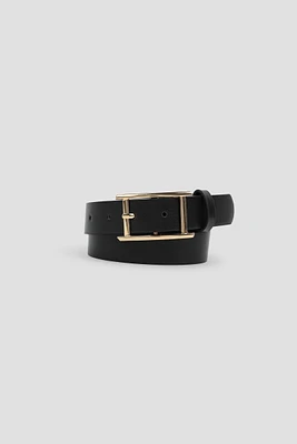 Ardene Square-Buckle Belt in Black | Size | Faux Leather