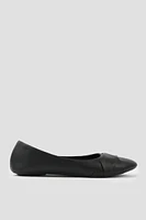 Ardene Ballet Flats with Pleated Detail in | Size | Faux Leather