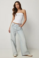 Ardene Low Rise Wide Leg Jeans in Light Blue | Size | Polyester/Rayon/Cotton