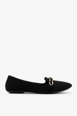 Ardene Loafers with Chain Detail in Black | Size | Faux Leather/Rubber