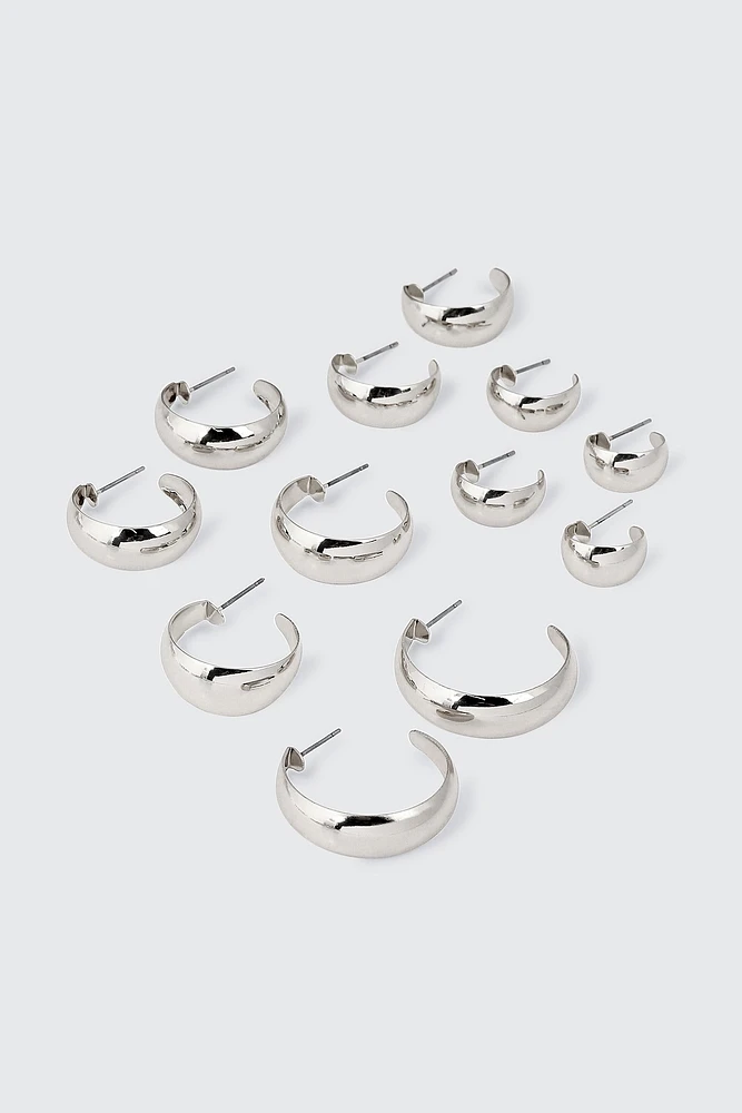 Ardene 6-Pack Hoop Earrings in Silver | Stainless Steel