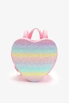 Ardene Kids Rainbow Heart Backpack in Light Pink | Polyester