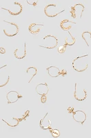 Ardene 12-Pack Charm Hoop Earrings in Gold | Stainless Steel