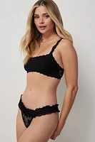 Ardene Smocked Lace Thong Panty in | Size | Nylon/Spandex