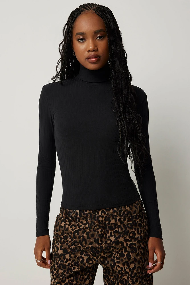 Ardene Super Soft Ribbed Turtleneck Top in | Size | Polyester/Elastane