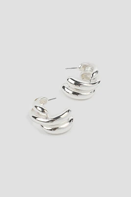 Ardene -Row Hoop Earrings in Silver | Stainless Steel