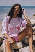 Ardene Oversized Graphic T-Shirt in Light Pink | Size | 100% Cotton