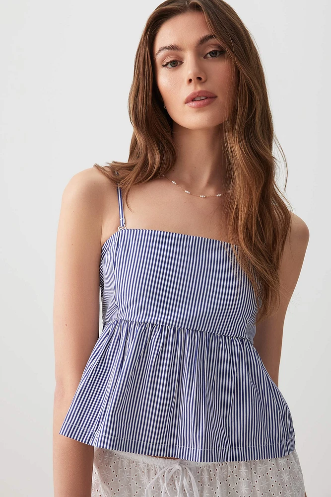 Ardene Babydoll Tank Top in Dark Blue | Size | Polyester/Cotton