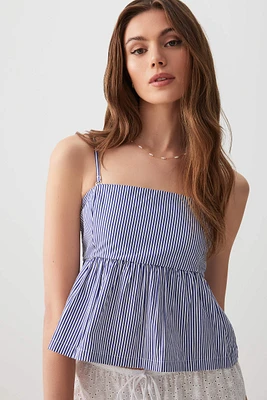 Ardene Babydoll Tank Top in Dark Blue | Size | Polyester/Cotton