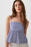 Ardene Babydoll Tank Top in Dark Blue | Size | Polyester/Cotton