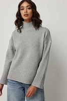 Ardene Long Mock Neck Sweater in Grey | Size | Polyester/Elastane