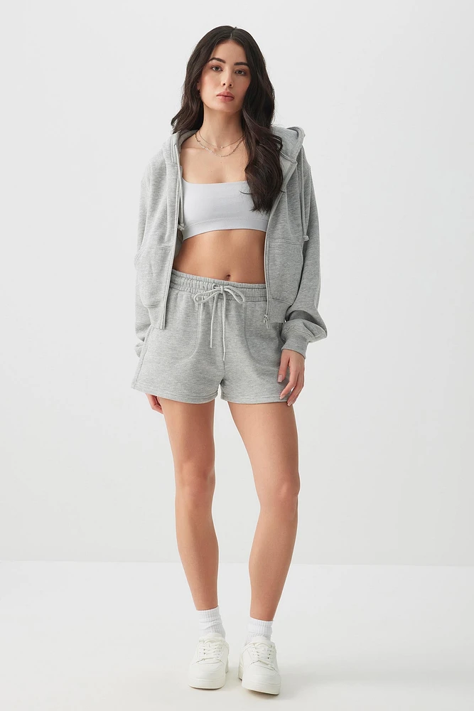 Ardene MADESOFT Fleece Sweatshorts in Earl Grey | Size | Polyester/Cotton | Eco-Conscious