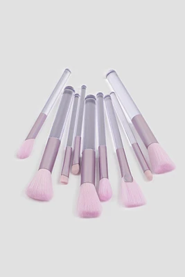 Ardene 9-Pack Makeup Brush Set in Lilac