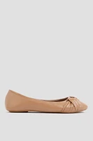 Ardene Knotted Pointy Toe Flats in Beige | Size | Faux Leather | Eco-Conscious