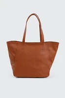Ardene Faux Leather Tote Bag in Cognac | 100% Recycled Polyester/Faux Leather | Eco-Conscious