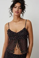 Ardene A.C.W. Flowy Mesh Tie Front Cami in | Size | Polyester/Spandex