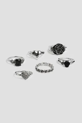 Ardene 6-Pack Antic Style Rings in Silver | Size