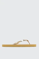 Ardene Shiny Flip-Flops Sandals in Gold | Size | Eco-Conscious