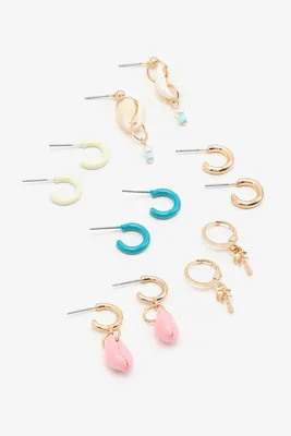 Ardene Pack of Shell Hoop Earrings | Stainless Steel