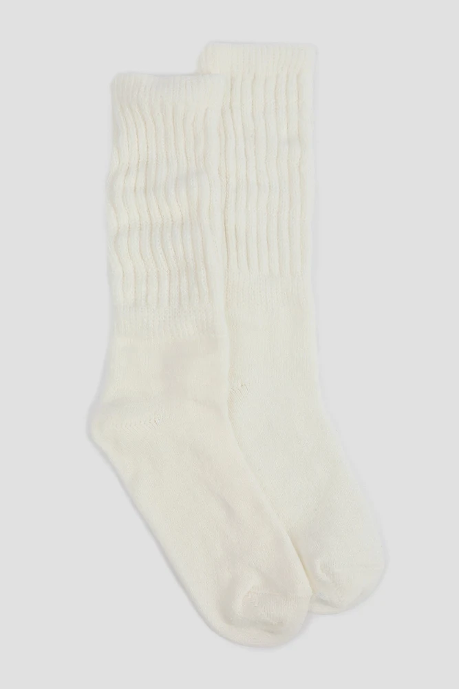 Ardene Slouchy Boot Socks in White | Polyester/Spandex