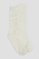 Ardene Slouchy Boot Socks in White | Polyester/Spandex