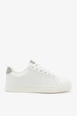 Ardene Man White Tennis Shoes For Men | Size | Faux Leather/Rubber