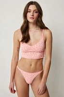 Ardene Pointelle Tank & Thong Set in Light Pink | Size | Nylon/Elastane