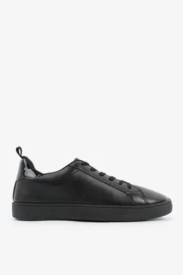 Ardene Lace-Up Tennis Sneakers in Black | Size | Faux Leather