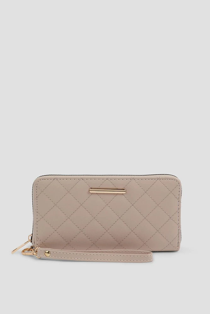 Ardene Quilted Accordion Wallet in Light Pink | 100% Recycled Polyester/Faux Leather | Eco-Conscious