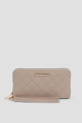 Ardene Quilted Accordion Wallet in Light Pink | 100% Recycled Polyester/Faux Leather | Eco-Conscious