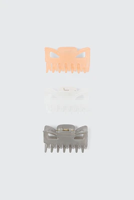 Ardene 3-Pack Hair Claws in Grey
