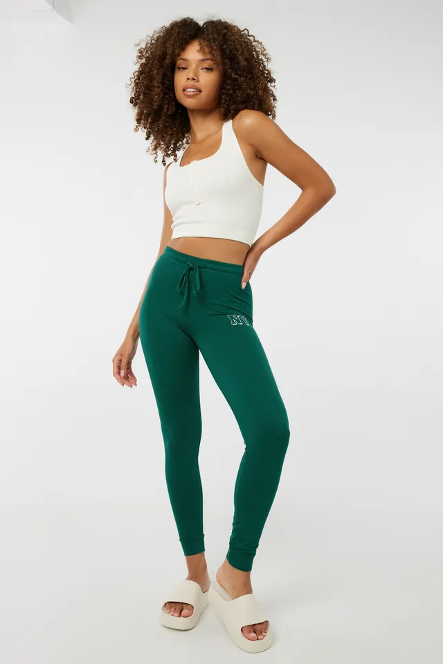 Ardene NY Super Soft Jogger Leggings in Dark Green | Size |  Polyester/Spandex