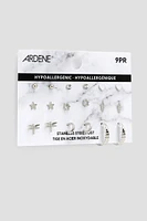 Ardene 9-Pack of Assorted Earrings in Silver | Stainless Steel