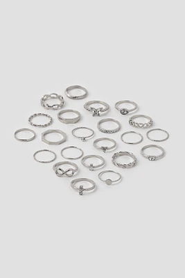 Ardene 20-Pack Assorted Rings in Silver | Size