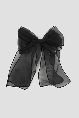 Ardene Large Tulle Bow Hair Clip in Black