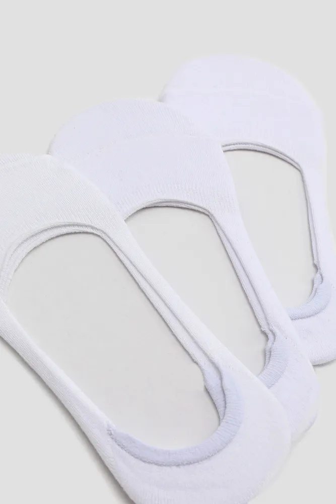 Ardene 3-Pack of Cotton Shoe Liners in White | Polyester/Cotton/Elastane