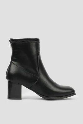 Ardene Block Heel Booties in Black | Size | Faux Leather | Eco-Conscious